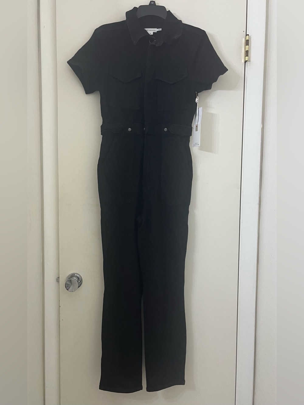 Good American Black Short-Sleeve Jumpsuit